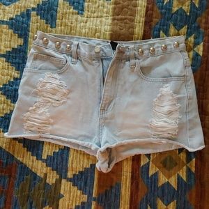 High waist studded shorts